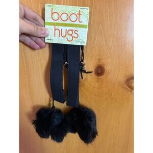 Boot Hugs by Bandals - Black Poms - Adjustable Size